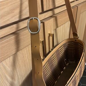 Longaberger Basket Carry All tote shoulder purse leather strap